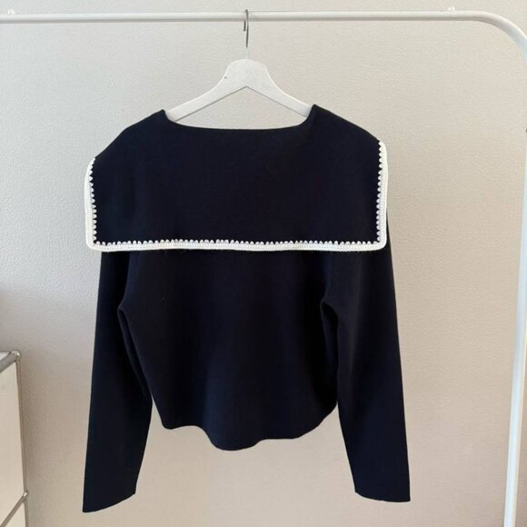 Sezane Naya Jumper Marine with Ecru Details - Picture 6 of 10